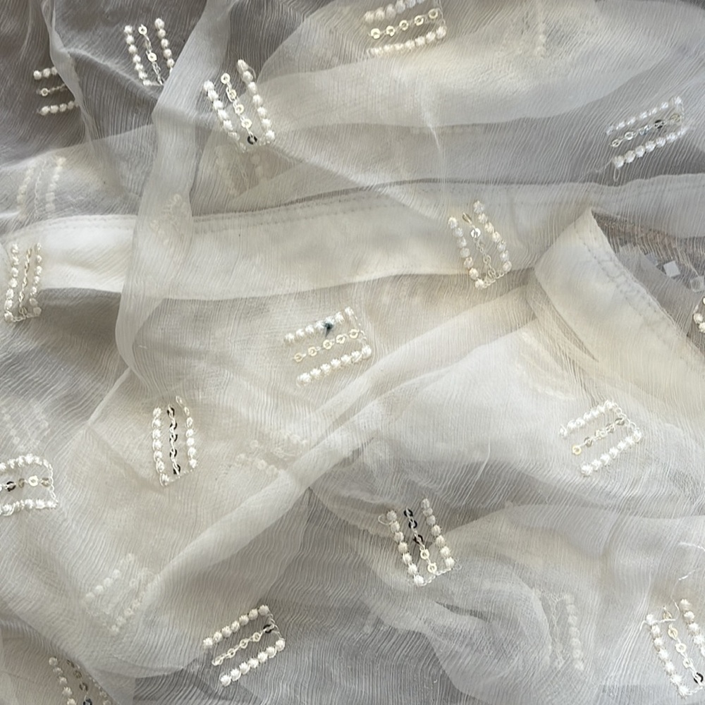 New Original Sana Safinaz Pakistani 4 piece creamish white anarkali dress - Picture 10 of 10